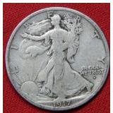 1917 D OBV Walking Liberty Silver Half Dollar Coin