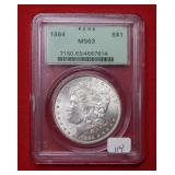 1884 Morgan Silver Dollar PCGS MS63