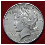 1924 S Peace Silver Dollar Coin - reverse cut