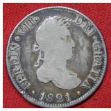 1821 Bolivia 2 Reals Silver Coin