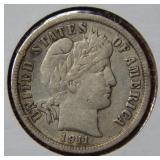 1911 Barber Silver Dime