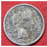 1906 Barber Silver Dime