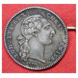 Unknown Silver Foreign Coin with Pin