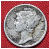 1917 D Mercury Silver Dime