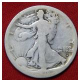 1916 S Walking Liberty Silver Half Dollar Coin