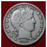 1904 Barber Silver Half Dollar Coin