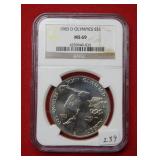 1983 D Olympics $1 Silver Commemorative NGC MS69