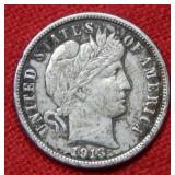 1913 Barber Silver Dime