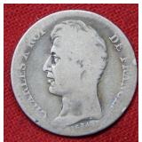 1825 France 1 Franc Silver Coin