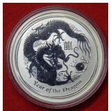 2012 Australia 1oz .999 Silver Coin - Dragon
