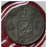 1942 S Dutch East Indies 1/10 Gulden Silver Coin