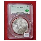 1884 O Morgan Silver Dollar CAC MS62