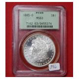 1885 O Morgan Silver Dollar PCGS MS63