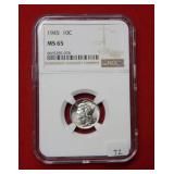 1945 Mercury Silver Dime NGC MS65