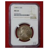 1949 S Franklin Silver Half NGC MS64