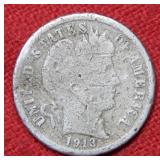 1913 S Barber Silver Dime