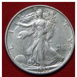 1937 S Walking Liberty Silver Half Dollar Coin