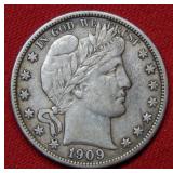 1909 S Barber Silver Half Dollar