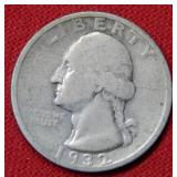 1932 S Washington Silver Quarter - Key Date