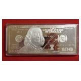 2014 $100 1oz Silver Proof Bar .999