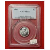 1943 Steel Lincoln Cent PCGS MS66
