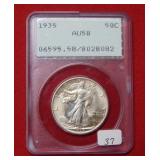 1935 Walking Liberty Silver Half Dollar PCGS AU58