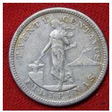 1904 S Philippines Twenty Centavos  Piece