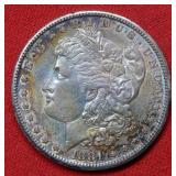 1881 S Morgan Silver Dollar - Multicolor Toning