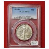 1929 D Walking Liberty Silver Half Dollar PCGSAU55
