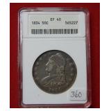 1834 Bust Silver Half Dollar ANACS EF40