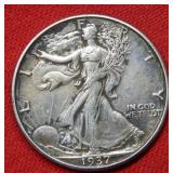 1937 D Walking Liberty Silver Half Dollar Coin