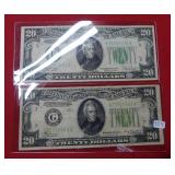 (2) 1934 $20 Federal Reserve Notes-One is Series C