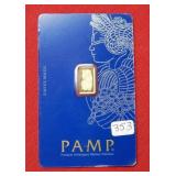 PAMP 1 Gram 999.9 Fine Gold