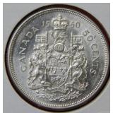 1960 Canada Silver Half Dollar Coin