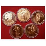 (5) 1oz Copper Rounds as shown