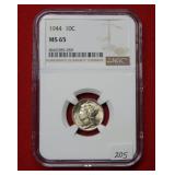 1944 Mercury Silver Dime NGC MS65