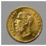 1865 Maxmillian Solid 8K Gold Coin