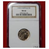1938 D Buffalo Nickel NGC MS66