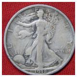 1918 Walking Liberty Silver Half Dollar