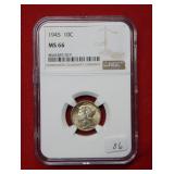1945 Mercury Silver Dime NGC MS66