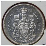 1959 Canada Silver 50 Cent Coin