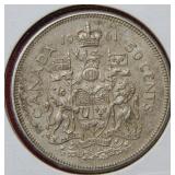 1961 Canada Silver 50 Cent Coin