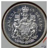1963 Canada Silver 50 Cent Coin