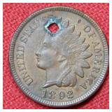 1892 Indian Head Cent - with hole