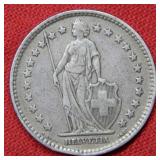 1920 Swiss 2 Franc Silver Coin
