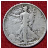 1917 D Walking Liberty Silver Half Dollar