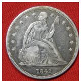 1842 Seated Liberty Silver Dollar - No Motto