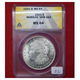 1921 Morgan Silver Dollar ANACS MS64