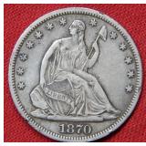 1870 Seated Liberty Silver Half Dollar