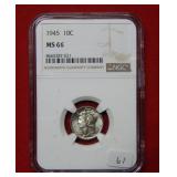 1945 Mercury Silver Dime NGC MS66